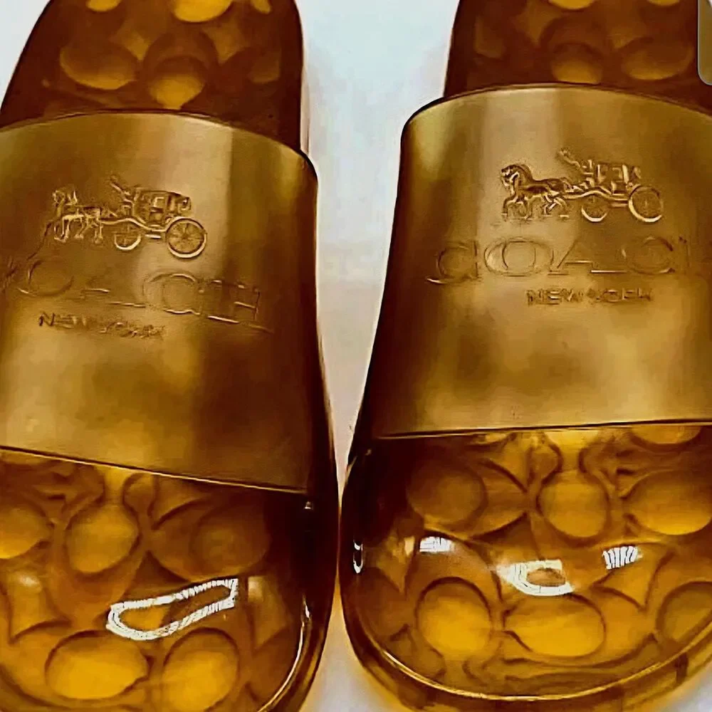 Coach Men's Yellow Slides - Picture 2 of 7